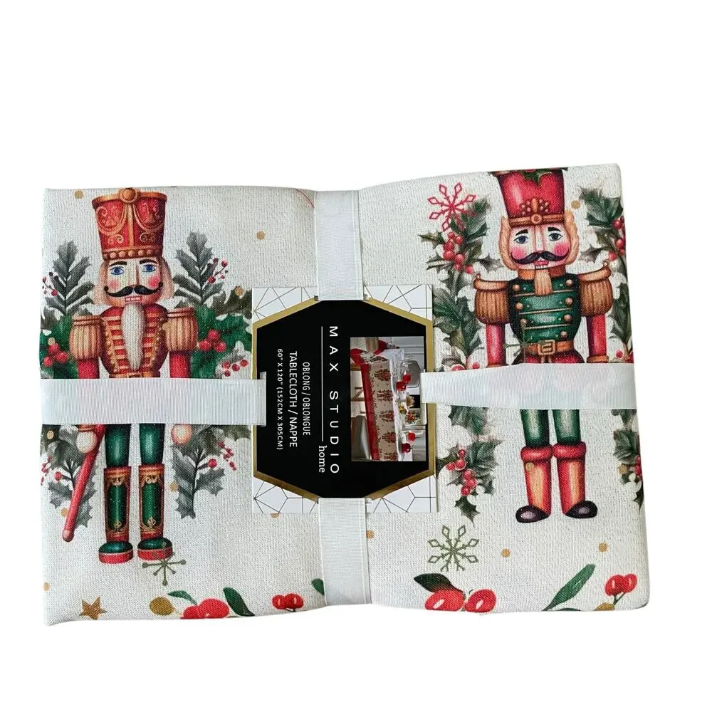 Max Studio Christmas Nutcracker 60x120 Holiday Tablecloth New
